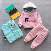 Winter Baby Clothes Set: Fleece Bear Jacket, Vest, and Pants (3Pcs)