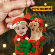 Adorno acrílico personalizado para el primer Navidad del bebé y la mascota – Recuerdo navideño con foto y nombre personalizado