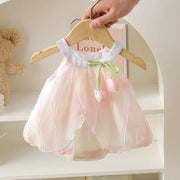 Baby Girls Tulip Romper Dress β Sleeveless Halter Sling Princess Bodysuit for Newborns Ages 0β24M