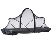 Black and gray mesh tent on a white background