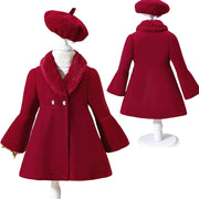 Girls' Winter Coat with Plush Lapel – Warm Outdoor Jacket for Toddlers & Kids 2–7Y
