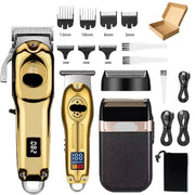 Kemei hair trimmer set with attachments and accessories on a white background