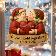 Personalized Couple Santa Wooden Ornament