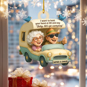Personalized Let’s Go Camping Couple Wooden Ornament