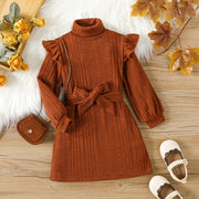 Vestido elegante de lana con cuello alto - Colección Otoño/Invierno para Niña