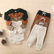 Autumn/Winter Baby Baseball Collar Knit Set