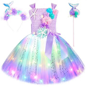 Girls LED Mermaid Princess Tulle Dress – Sparkly Performance Costume