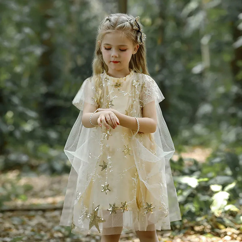 Summer Star Sequined Princess Dresses for Baby, Beige / 4T Summer Star Sequined Princess Dresses for Baby, Beige / 4T
