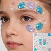 3D Aurora Seashell Face Gems – Mermaid Makeup Stickers