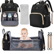 Foldable Baby Crib Backpack with Changing Pad and USB Interface