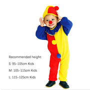 Kids Carnival Clown Costume Set – Jumpsuit, Hat & Nose