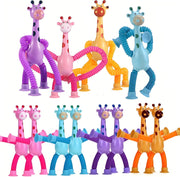 Telescopic Suction Cup Giraffe Toys Set (4 / 8 / 16 PCS) – Stretchable Pop Tube Fidget Toys for Stress Relief & Sensory Play