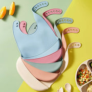 Solid Color Silicone Baby Bib with Adjustable Snaps