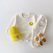 Adorable Smiley Print Baby Tracksuit Set