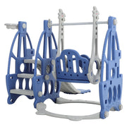 Blue PE Material 3 in 1 Children Slide Swing Basketball Stand Set, Suitable for 3-6 Years Old Children, Outdoor and Indoor Slide