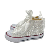 Handmade Glittery Laced Baby Shoes with Bow