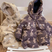 Girls Hooded Cotton-Padded Winter Jacket – Printed Cold-Weather Coat