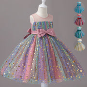Girls Rainbow Sequin Princess Dress – Sparkly Party Outfit