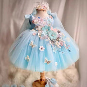 Girls Butterfly Flower Princess Dress – Cotton Blend Party Outfit