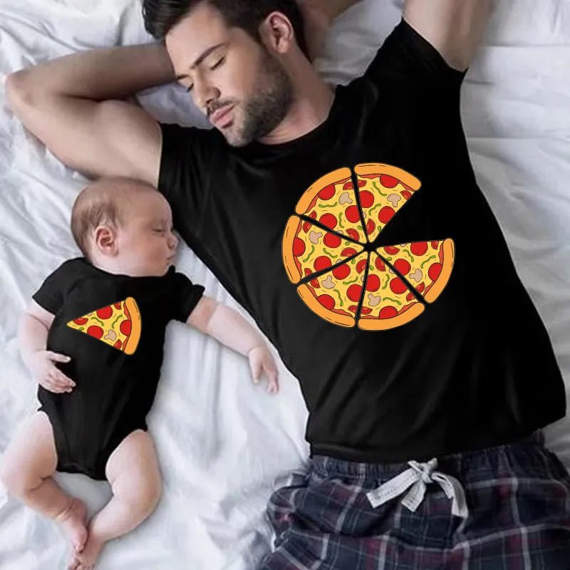 Funny Pizza and Pizza Slice Print Family Matching T-Shirts – 1lovebaby