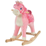 Unicornio balancín interactivo para niños con movimiento de boca, cola que se mueve y sonidos realistas de galope, juguete con base de madera (edades 3-6)
