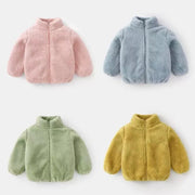 Kids Corduroy Plush Coat – Zip-Up Turtleneck & Cozy Warmth