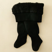 Baby & Kids Fleece-Lined Tights – Ribbed Texture & Winter Layering