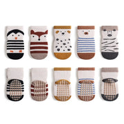 5 par/lote calcetines antideslizantes para bebé con estampado de animales de dibujos animados