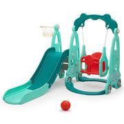 3-in-1 Car-Themed Toddler Slide and Swing Set β Slide, Swing & Basketball Hoop for Indoor & Outdoor Play