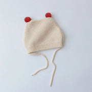 Gorro de punto para bebé de dibujos animados de invierno - Gorro con protección para los oídos de color sólido
