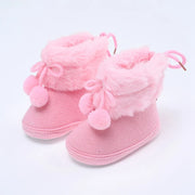 Winter Snow Baby Boots: Soft Sole Fluff Ball Booties