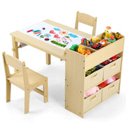 Wooden Kids Art Table and Chair Set with Storage