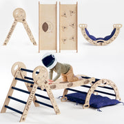 Apollo 4-in-1 Climbing Set for Toddlers – Space-Themed Pikler Triangle, Arch, Slide Board & Cushion (Ages 1–3)