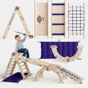 Apollo 5-in-1 Climbing Set for Little Astronauts – Space-Themed Pikler Triangle, Net, Arch, Slide & Cushion (Ages 1–7)