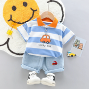 Conjunto de polo para bebé de alta calidad + pantalón corto vaquero
