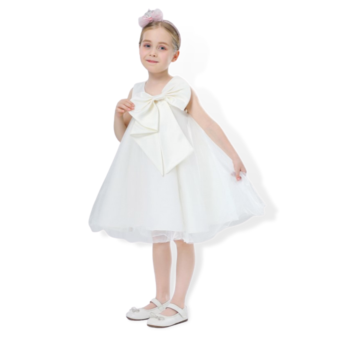 Big Bow Sleeveless Cocktail Dress, White / 4T Big Bow Sleeveless Cocktail Dress, White / 4T