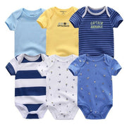 6 Pcs Bundle Mix Prints Soft Cotton Baby Boy Onesies