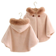 Faux Fur Collar Hooded Short Cloak