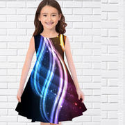 Colorful Party Lights Print Design Girl Summer Dress