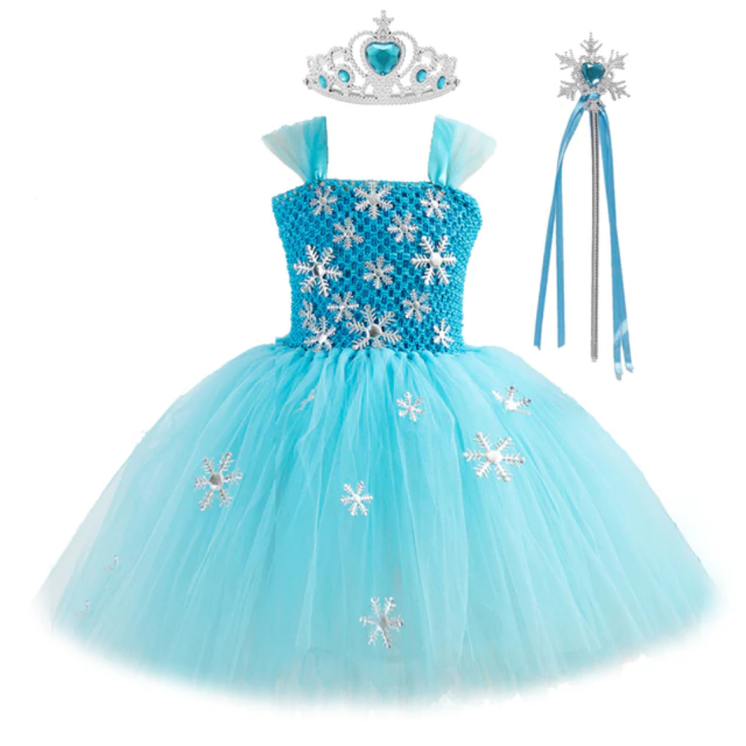 Crochet Top Snow Flakes Ice Princess Costume Tutu Dress Set, Complete Set / 13 Crochet Top Snow Flakes Ice Princess Costume Tutu Dress Set, Complete Set / 13