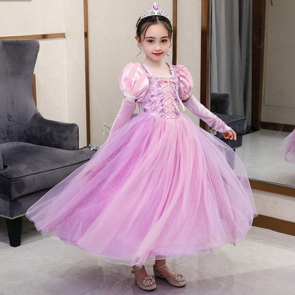 Puff Sleeve Pink Princess Dress Set