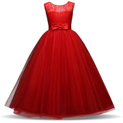 Long Embroidered Flower Girl Wedding Dress