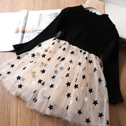 Long Sleeve Top Star Mesh Girl Dress