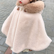 Faux Fur Collar Hooded Short Cloak