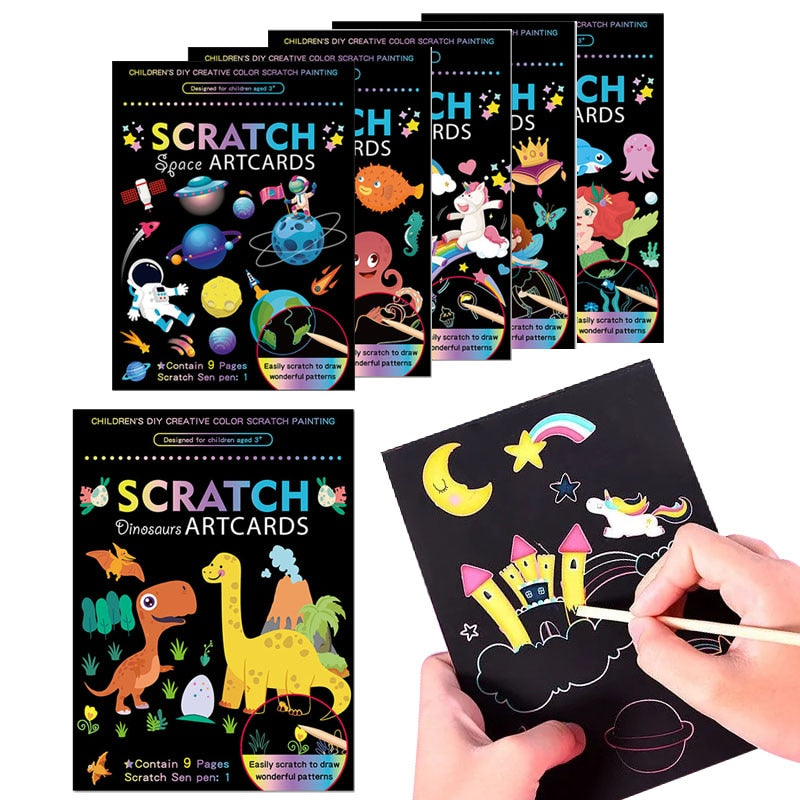 Magic Scratch Painting Art Paper Card Set – 1lovebaby