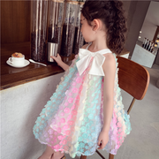 Princess Summer Sleeveless Flower Rainbow Knee-length Dress