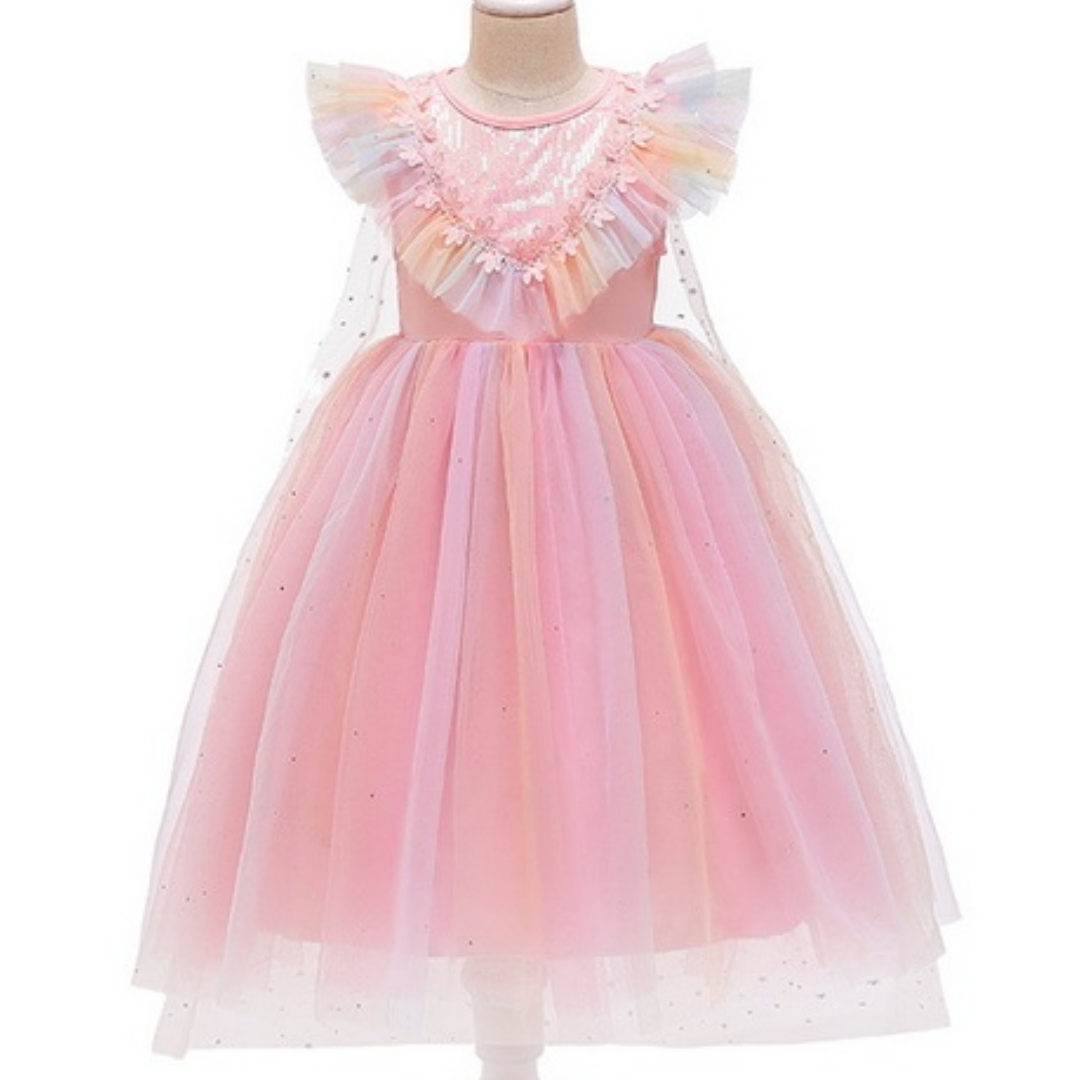 Sequin Star and Lace Princess Sun Dress Costume with Cape, Pink / 3T Sequin Star and Lace Princess Sun Dress Costume with Cape, Pink / 3T