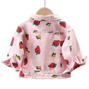 Strawberry Pattern Print Denim Jacket