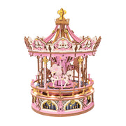 3D Wooden Puzzle | Romantic Carousel Mechanical Music Box | Gift for Your Children