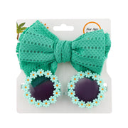 Trendy Sunglasses and Cute Bow Headwear Set for Kids